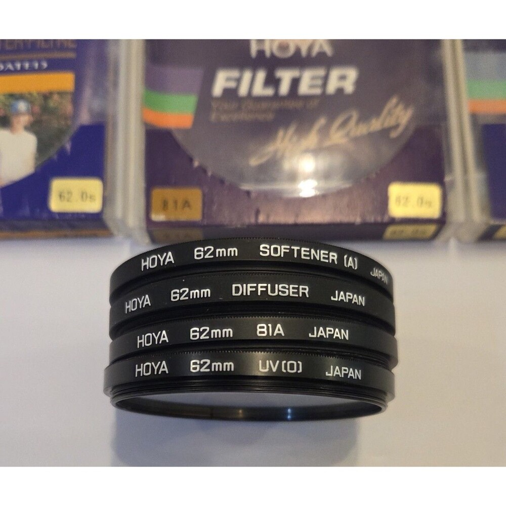 Hoya 62mm Lens Filter Lot of 4 UV 81A Diffuser Softener A Made in Japan Cases